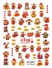 Pegatinas 5D en Relieve para Uñas Año Nuevo 2024 Dragón Chino Tótem Danza del León Fortuna Mahjong Calcomanías Adhesivas para Uñas