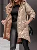 2024 Estación Independiente Otoño e Invierno Nueva Moda con Capucha Holgada Manga Larga Color Sólido Cremallera m Chaqueta de Algodón Chaqueta Mujer