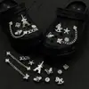 Corrente dourada girassol rosa compatível com Crocs luxo leve strass acessórios DIY flor de sapato decoração removível atacado fivela de sapato