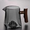 Copo de vidro com alça de madeira quadrado copo de chá de borosilicato criativo Guanshan copo de chá de mar copo de vidro transparente