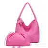 Bolso de mano tejido transfronterizo nuevo de alta gama versátil color dorado champán para mujer, gran capacidad, bolso tipo cubo para el día a día, bolso de hombro portátil