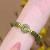 Chega Dupla Felicidade Pulseira de Contas com Fivela da Paz Design de Nicho Simples Feminino Estilo Luxo Leve Senso de Sofisticação Pulseira de Jade Hetian Imitação