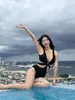 Novo Biquíni Maiô Slimming de Cor Pura Sexy Peça Única Sexy para Fonte Termal Sem Costas Férias na Praia Biquíni com Recortes