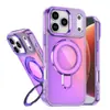 Adequado para Iphone18Promax Sombra Brilhante Camaleão Suporte Magnético Capa de Celular Samsung S25 Capa Protetora Anti-Queda
