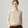 2026 Inverno Novo Cashmere Gola Redonda Tricô Manga Longa Botões nos Punhos Feminino Cor Sólida Camada Base Suéter