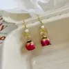 Pendientes de Gancho con Flor de Lazo de Circonita Súper Hada, Pendientes de Rosa Eterna de Flor Real Elegantes Retro, Pendientes de Chica Suaves y Elegantes