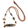 Collar con Dzi de Loto de Xizang Natural, Maestro de Tres Ojos, Múltiples Tótem, Colgante de Ágata, Collar Trenzado para Hombre y Mujer, Stock Listo, Venta al por Mayor