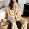 2026 Novo Pijama de Algodão e Seda Estilo Preguiçoso para Mulheres Conjunto de Pijama Pulôver Fino de Manga Curta Estilo Chinês Roupa de Casa Solta