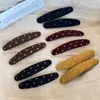 Presilha de cabelo oval versátil estilo coreano com bolinhas, design de tecido básico, adequada para prender franja e cabelo lateral, um acessório de cabelo simples e elegante