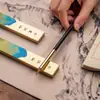 Peso de papel régua milhares de milhas Jiangshan peso de papel de cobre régua de estudo quatro tesouros pressão régua de caligrafia régua de latão criativo pressão livro pressão