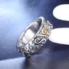 Joyería de comercio exterior al por mayor personalizada retro Nuevo Ojo Masónico anillo de acero de titanio para hombre