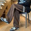 Pantalones de chenilla de grano de trigo para hombre, forrados con vellón de invierno, gruesos, estilo americano, estilo retro, holgados, rectos y de peso pesado.