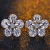 Pendientes de plata con personalidad de moda, exquisitos pendientes de flores, pendientes coreanos de circonita, venta directa de fábrica, joyería de plata al por mayor