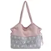Bolsa Tote Colorblock Coreana Feminina 2026 Nova Versátil Casual de Ombro Doce para o Trabalho Grande Capacidade Bolsa Bordada