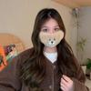 Novo chapéu de pele de cordeiro com orelha de urso integrado com máscara outono e inverno artefato quente fofo fashion estudante terno completo