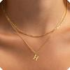 Amazon Transfronterizo Nuevo Collar con Colgante de 26 Letras de Oro de 18K Cadena de Clavícula en Capas Moderna y Exquisita Juego de Dos Piezas para Mujer