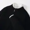 Suéter de lana 100% para hombre con cuello alto, cierre de cremallera, manga larga, grueso y cálido para otoño e invierno, cárdigan de punto de corte holgado, estilo simple