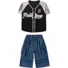 Ropa de Hip-Hop Moderna para Niños Trajes de Hip-Hop para Niños Verano Americano de Manga Corta para Niños Ropa de Hip-Hop para Actuaciones