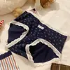 Ropa interior para niñas de estilo británico floral vintage con ribete de encaje, 10A, antibacteriana, de cintura media, con fuelle extendido