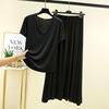 Traje de falda de manga corta con cuello en V modal para mujer, ropa exterior de verano de talla grande, estilo coreano, traje informal holgado y adelgazante de dos piezas