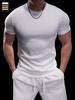 Novo Verão Masculino Fitness Manga Curta Masculino Gola Redonda Cor Sólida Solto Casual Combina com Tudo Pulôver Top Camiseta de Manga Curta