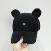 Gorra de béisbol con bordado de dibujos animados para niños, gorro de béisbol con orejas de conejo cálidas, estilo coreano, combinable con todo, para otoño e invierno.