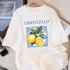Ropa de Verano Casual y Cómoda Estilo Urbano Fruta de Limón Mercado Estampado Creativo Camiseta de Mujer con Cuello Redondo