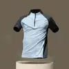 Roupa de Treino com Zíper Masculina Manga Curta Secagem Rápida Calça Ciclismo Esportes Atletismo Camiseta Conjunto Roupas para Corrida Fitness