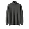 Suéter de cachemira para hombre con cuello alto, engrosado, color liso, versátil, nueva camiseta de punto de cachemira transfronteriza para hombres de mediana edad