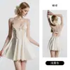 DZ Guiruo camisola sexy de cetim e renda que afina a cintura, doce e sedutora, com costas nuas, conjunto de roupão para casa 5968