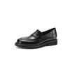 Zapatos Pequeños de Cuero Británicos para el Commute, sin Cordones, 3 cm, Novedad Primavera/Otoño 2026, Puntera Redonda, Tacón Grueso, Mocasines, Cuero Genuino, Zapatos Perezosos