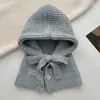 Gorro Balaclava de Hilo Floral de Moda para Mujer, Suave y Elegante, Adelgazante del Rostro, Gorro Cálido con Bufanda Integrada y Lazo para Invierno