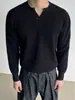 Estilo Old Money Retro Cleanfit Malha Waffle Gola Henley Masculina Feminina Manga Longa Camiseta Primavera Outono Casual Camada Interna Camada Base Camisa