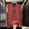Chaleco Blanco de Algodón Puro para Hombre Verano Chaleco Deportivo Camiseta sin Mangas de Algodón con Estampado de Dibujos Animados Moda Sudadera de Fitness