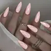 Uñas de Moda Color Rosa en Forma de Diamante, Estilo Europeo y Americano, Forma de Almendra, Uñas Removibles Portátiles Simples y Elegantes