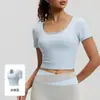 Top de Yoga para Mujer de Manga Corta con Sujetador Incorporado, Transpirable, Espalda de Mariposa, Ropa Deportiva para Fitness, Elástico, Corte Ajustado