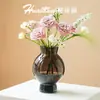 Vaso com Sensação de Luxo Leve e de Alta Qualidade, Estilo Vintage Nórdico, para Arranjos de Flores Frescas, Hidroponia, Design de Vidro Transparente, Decoração de Sala de Estar de Nicho