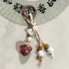 Pingente de Bolsa Étnica Frutas da Floresta Cerâmica Chaveiro de Castanha Feito à Mão Novo Estilo Chinês Ornamento de Castanha Literário