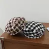 Boina para Niños Otoño Invierno Unisex Retro Lana Cuadros Sombrero de Pintor para Bebé Sombrero de Calabaza Sombrero Octagonal