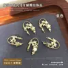 Decoraciones para Uñas de Aleación en Forma de Media Luna Estilo Francés, Colgante de Mariposa Hueca Tridimensional, Uñas Portátiles DIY de Alta Gama con Accesorios de Pedrería Grandes