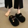 Pantuflas de algodón de invierno 2026, pantuflas peludas para exteriores, suela gruesa, forro polar, talla pequeña, cálidas, modernas, medias pantuflas para mujer