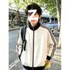 Chamarra sudadera cárdigan de estilo americano con rayas cortas y cuello alto, unisex, para usar en otoño, chamarra de béisbol con tres rayas, chamarra deportiva