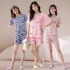 Pijamas Nuevos para Mujer Verano Delgado Traje de Mujer Manga Corta Shorts Ropa de Casa Dulce para Niña para Mujer Ropa de Abrigo de Verano