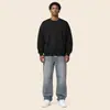 Exclusivo transfronterizo algodón 320g hombros caídos cuello redondo manga larga holgado casual sudadera con capucha de moda para hombre color liso