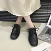 Mocasines de Piel Negra 2026 Nuevo Estilo Zapatos de Mujer Estilo Británico Zapatos Planos con Cordones para Primavera Diseño de Nicho