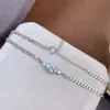 Pulsera de Aguamarina Natural con Piedra Principal de 5*7mm, Incrustación de Plata S925, Proceso de Electrochapado, Pulsera de Lujo Ligero