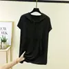Nueva Camiseta con Capucha de Modal de Verano para Mujer, Juvenil de Manga Corta Holgada Casual Simple con Bolsillo Talla Grande