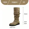 Moda elástica, diseño cómodo, botas de tacón alto hasta la rodilla 2026, estilo nuevo, botas ajustadas, botas de suela gruesa para otoño e invierno