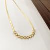 Collar de cadena de hueso de serpiente de acero titanio con incrustaciones de circonita redonda que no se desvanece, personalidad temperamental, color combinable, cadena para clavícula, cadena para cuello, mujeres