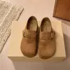 Zapatos Casuales con Plataforma Oculta para Mujer 2026 Primavera Nuevos Retro Británico Hebilla de Cuero Corte Profundo Zapatos de Salón Mocasines Slip-ons de Moda
